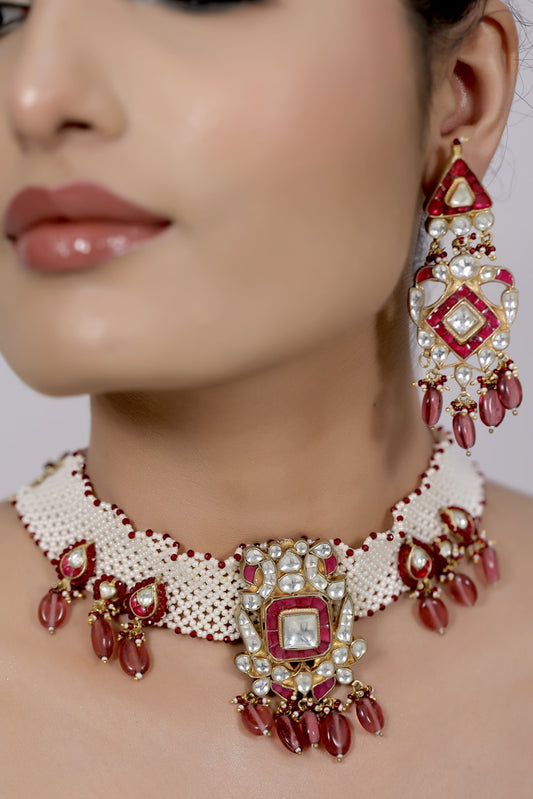pearl kundan choker