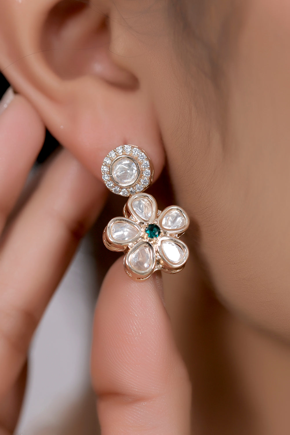 green kundan set