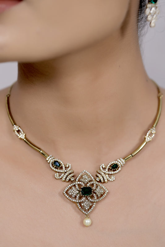 antique gold diamond set