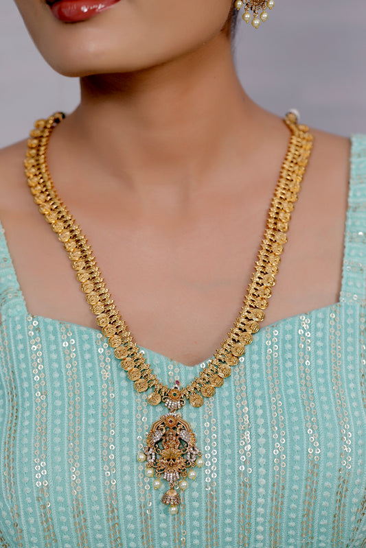 long temple coin necklce set