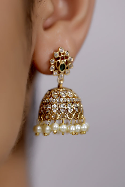 hasli gold necklace jhumka