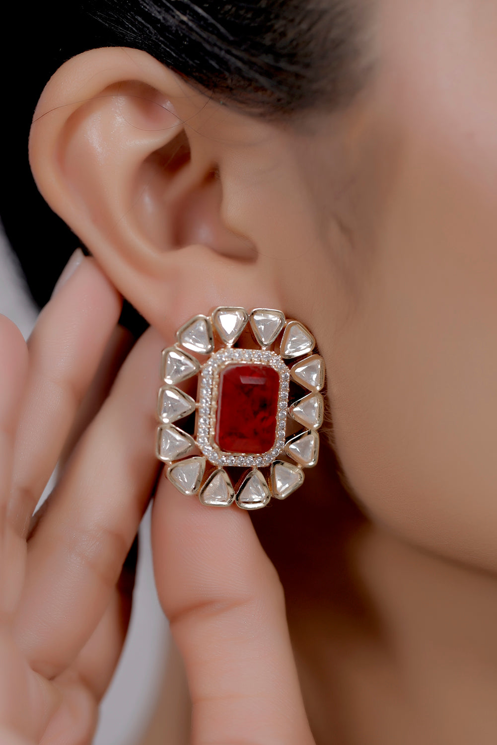 doublet moissanite stud earrings