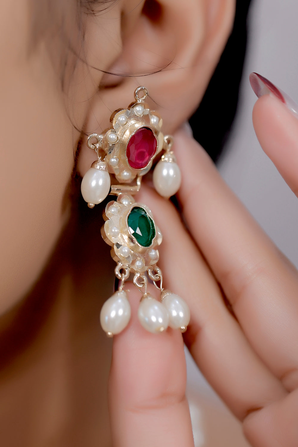 Jadau Kundan Choker Necklace Earrings Set hjkchnes230079