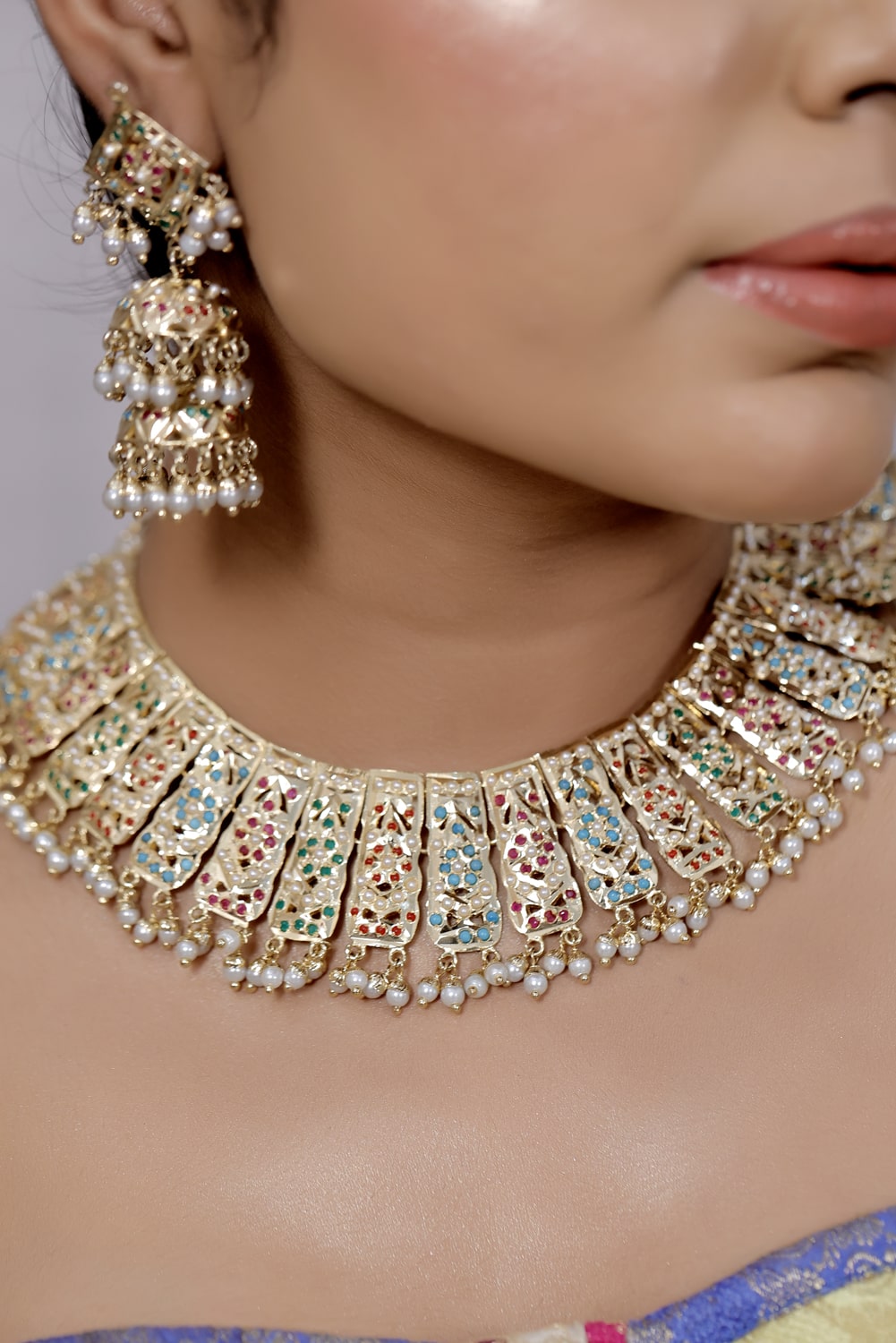 hydrabadi jadau choker necklace set