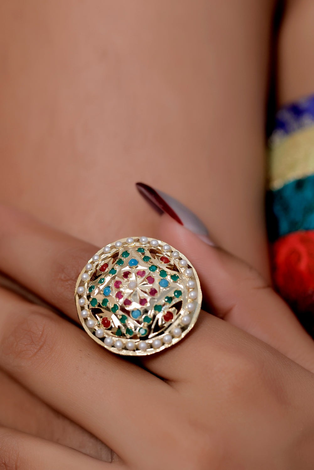 jadau kundan finger ring