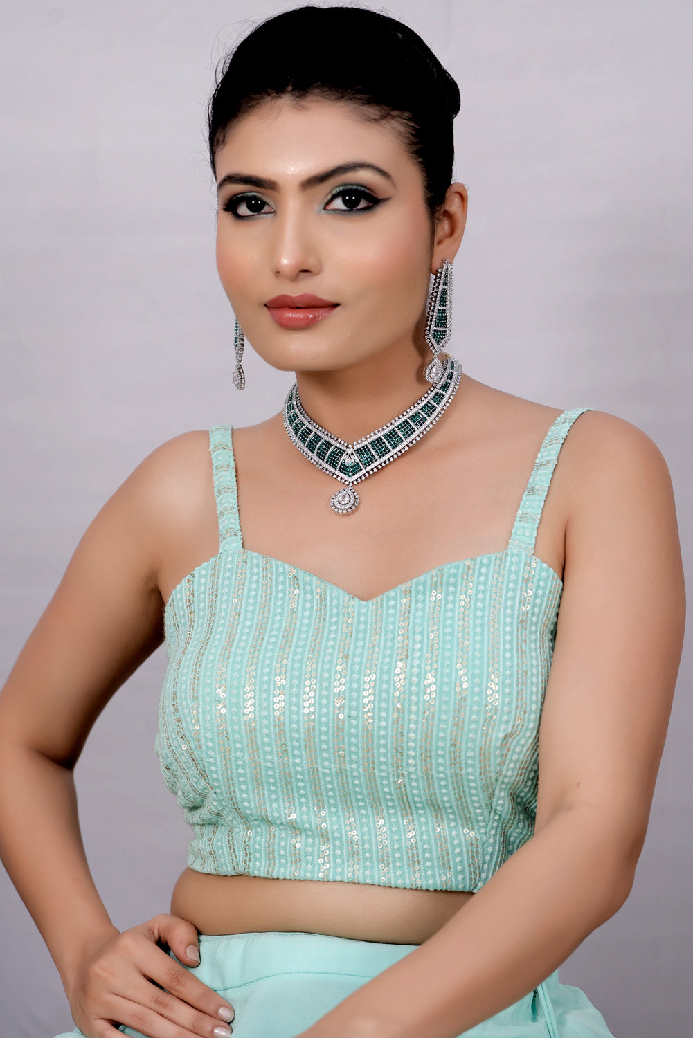 emerald silver set