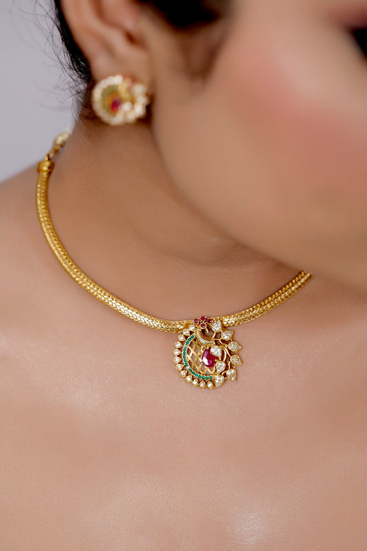 peacock chain pendant set