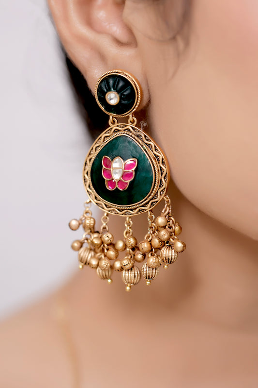 Jadau heritage inlay kundan long set klnes240491