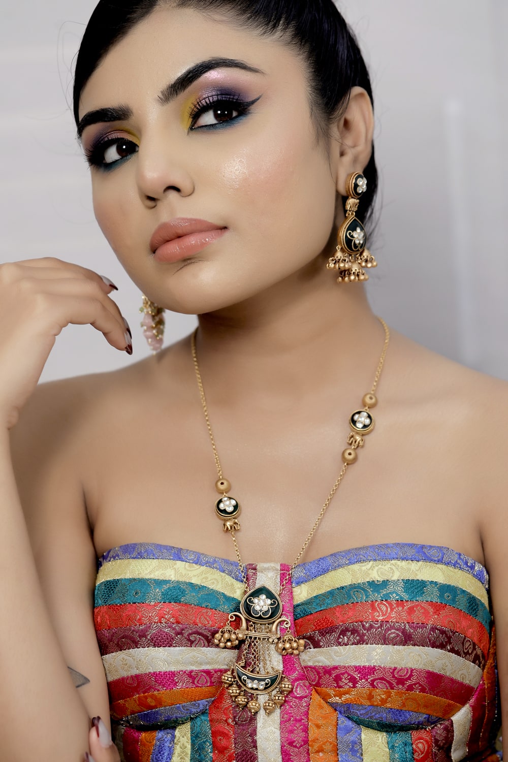 Jadau heritage inlay kundan long set klnes240483