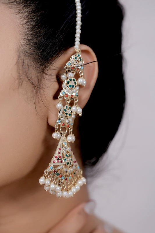 long jadau earrings with kanauti