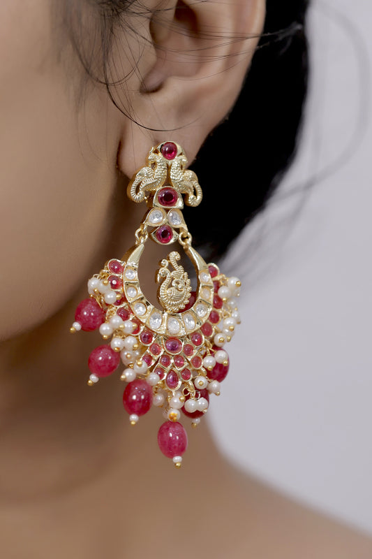 kundan ad gold polish drop earrings kadgpdre230073