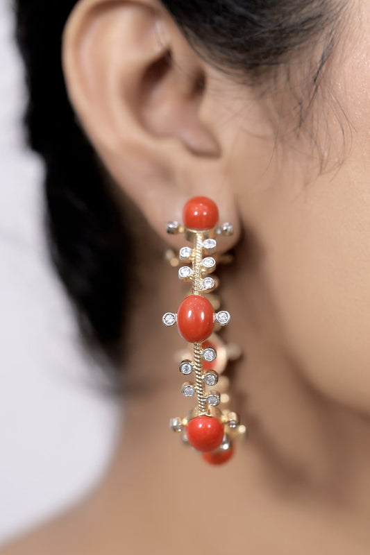coral big earrings