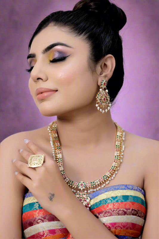 jadau kundan long necklace set