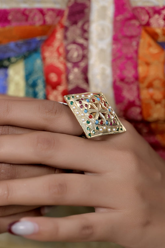 kundan finger ring