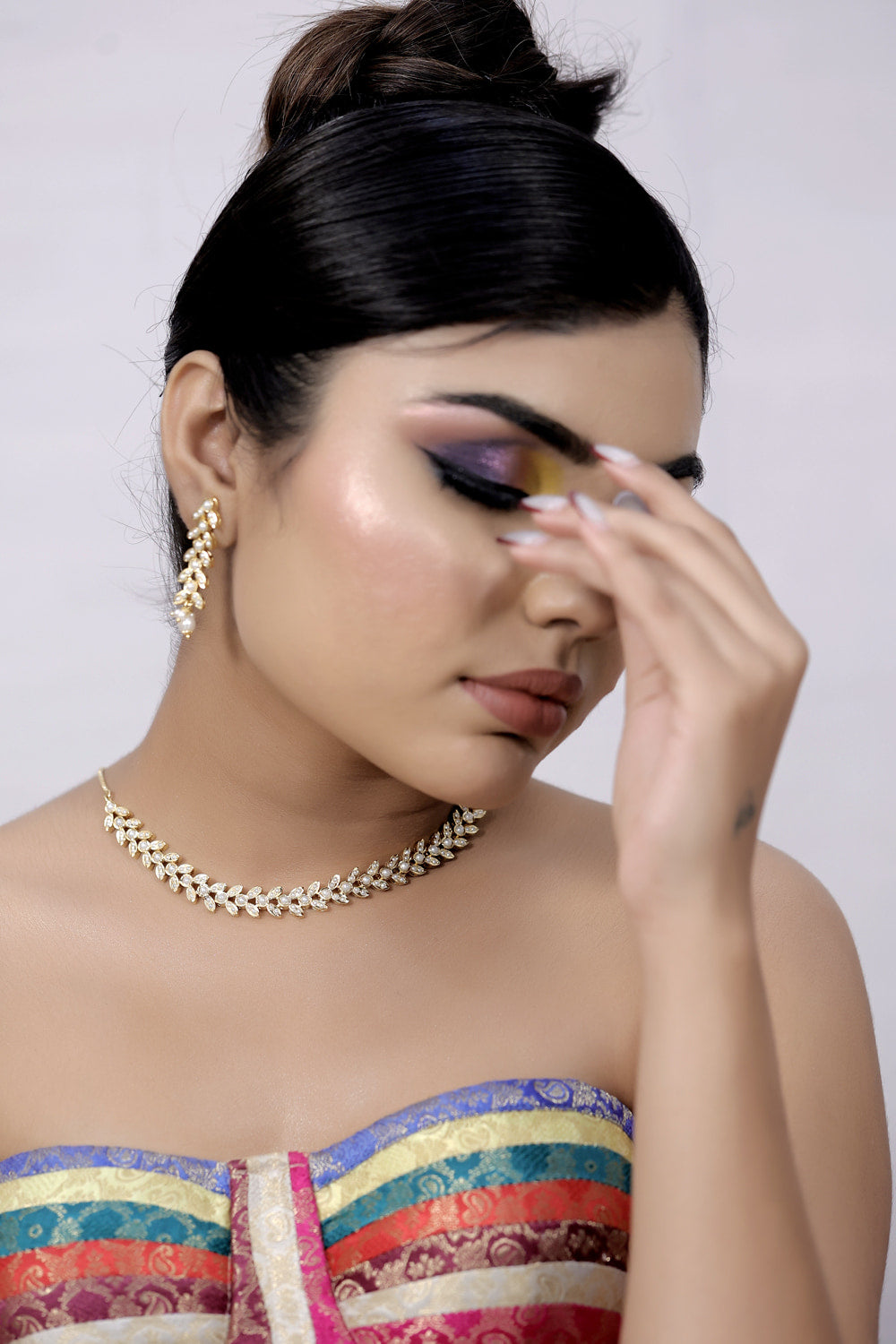 jadau pearl necklace earring set