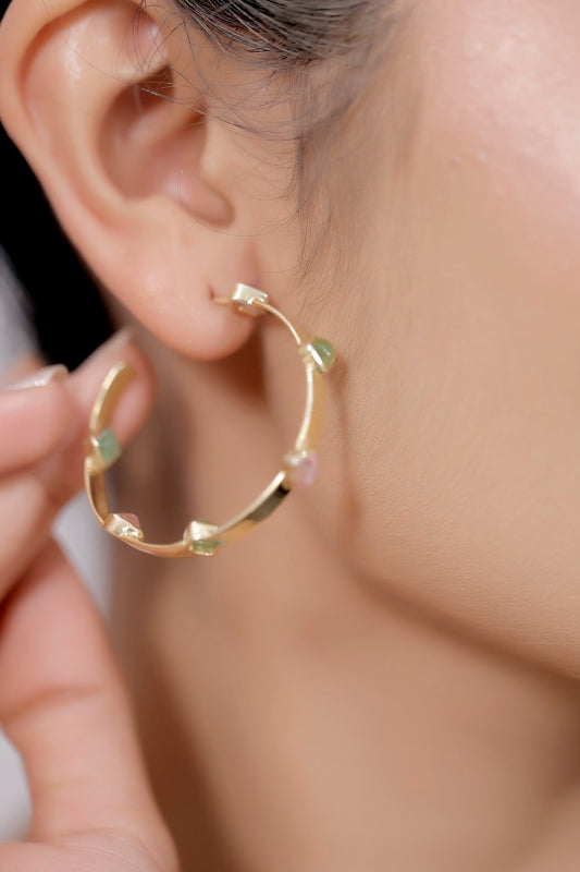 turmaline sterling silver hoops