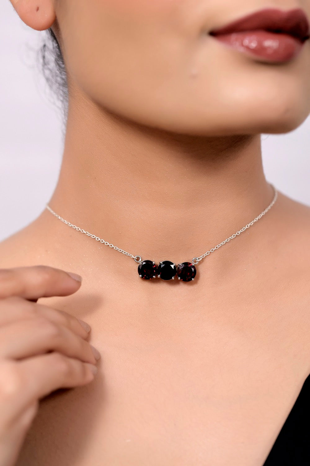 garnet sterling silver