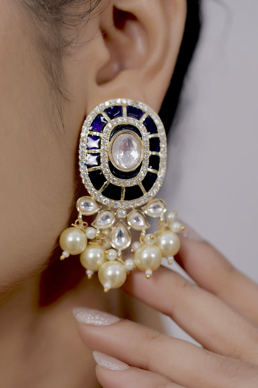 blue meenakari studs