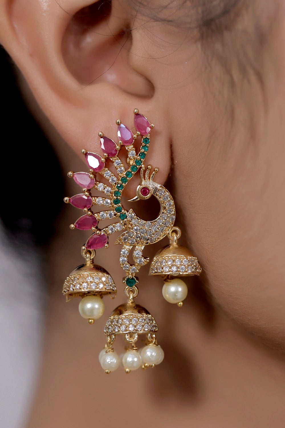 peacock studs earrings