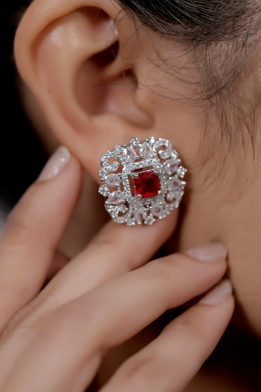 diamond red earrings