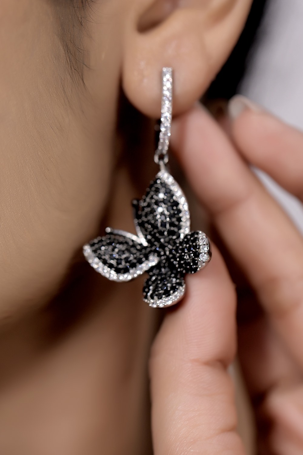 Black butterfly earrings