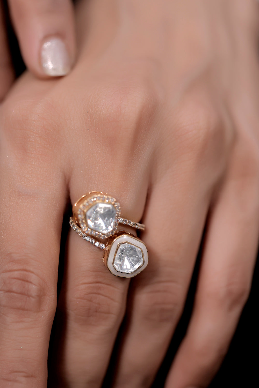 delicate polki diamond finger ring