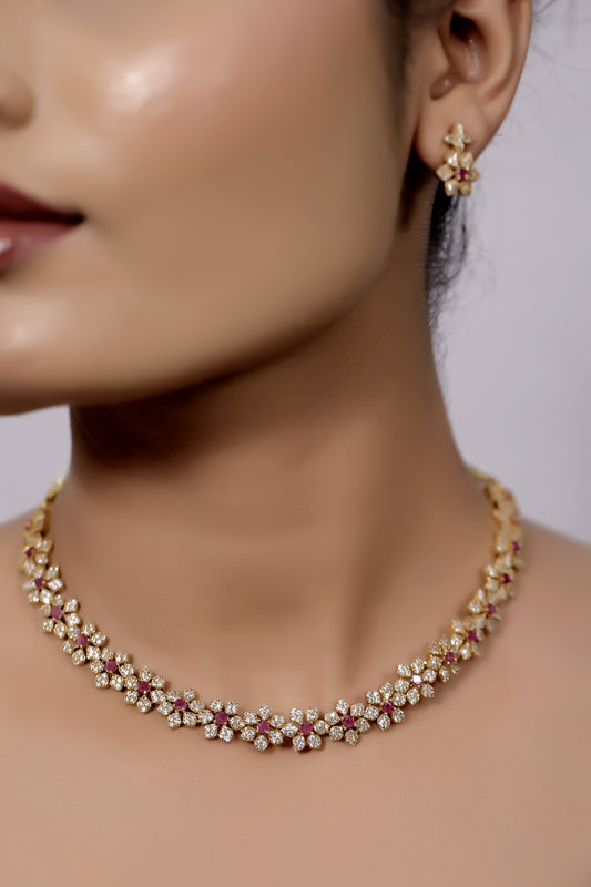 floral diamond choker