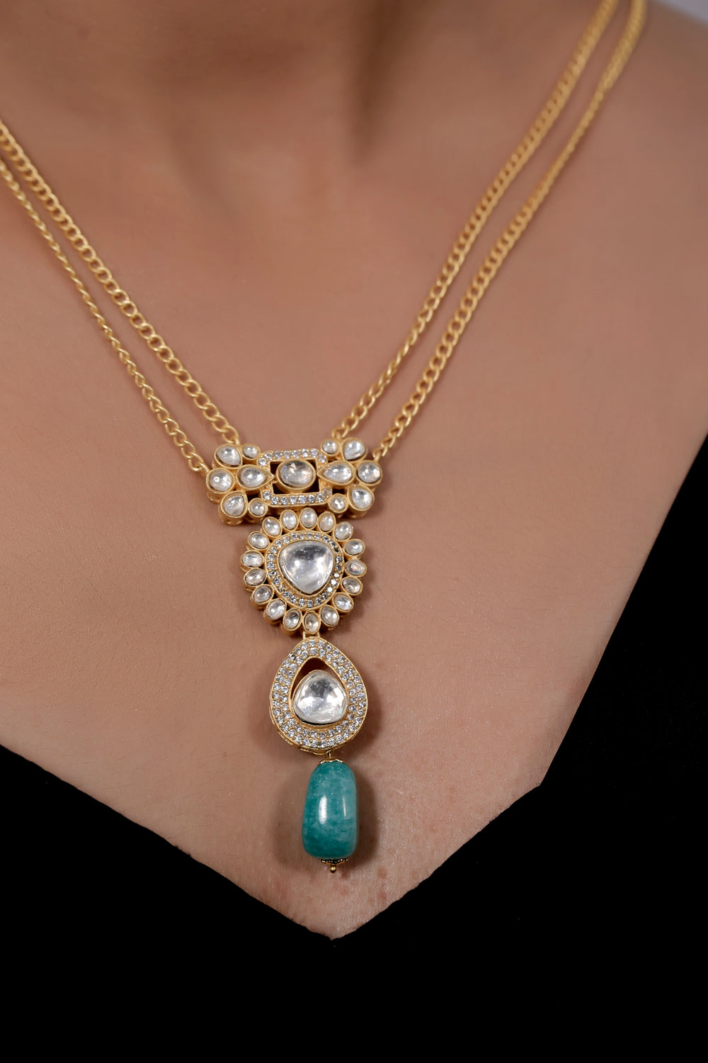 uncut polki pendant set
