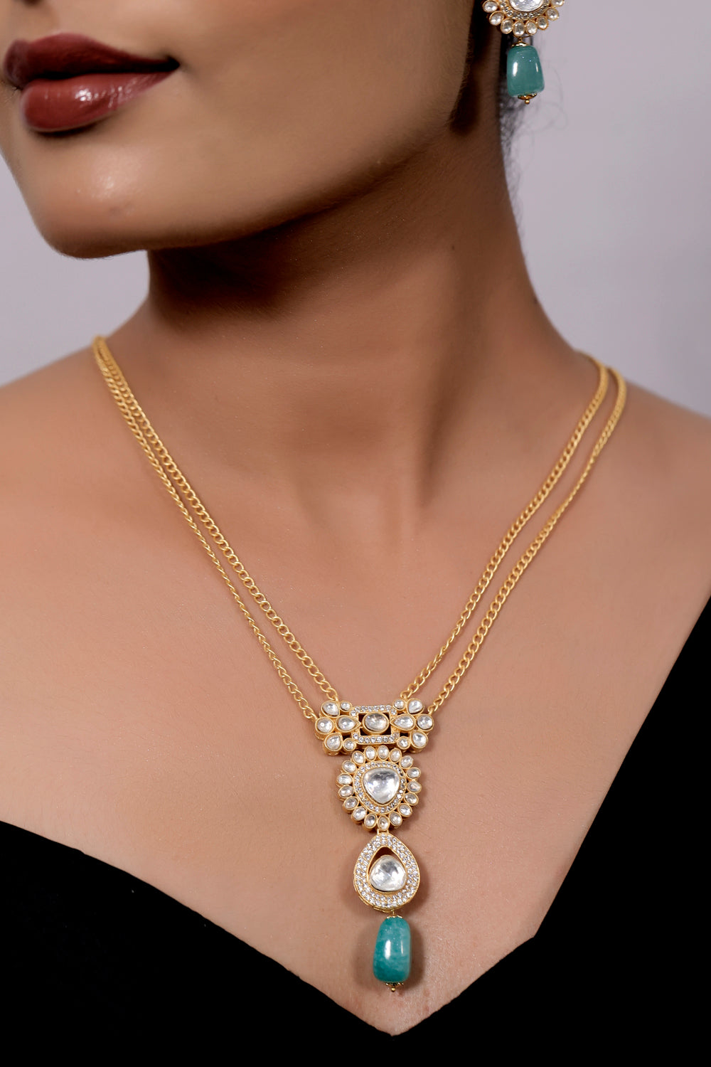 uncut polki pendant set