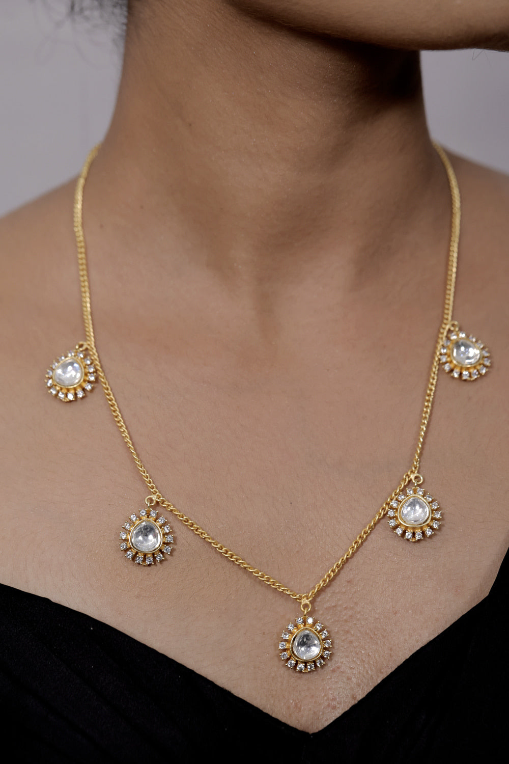 kundan gold polish necklace