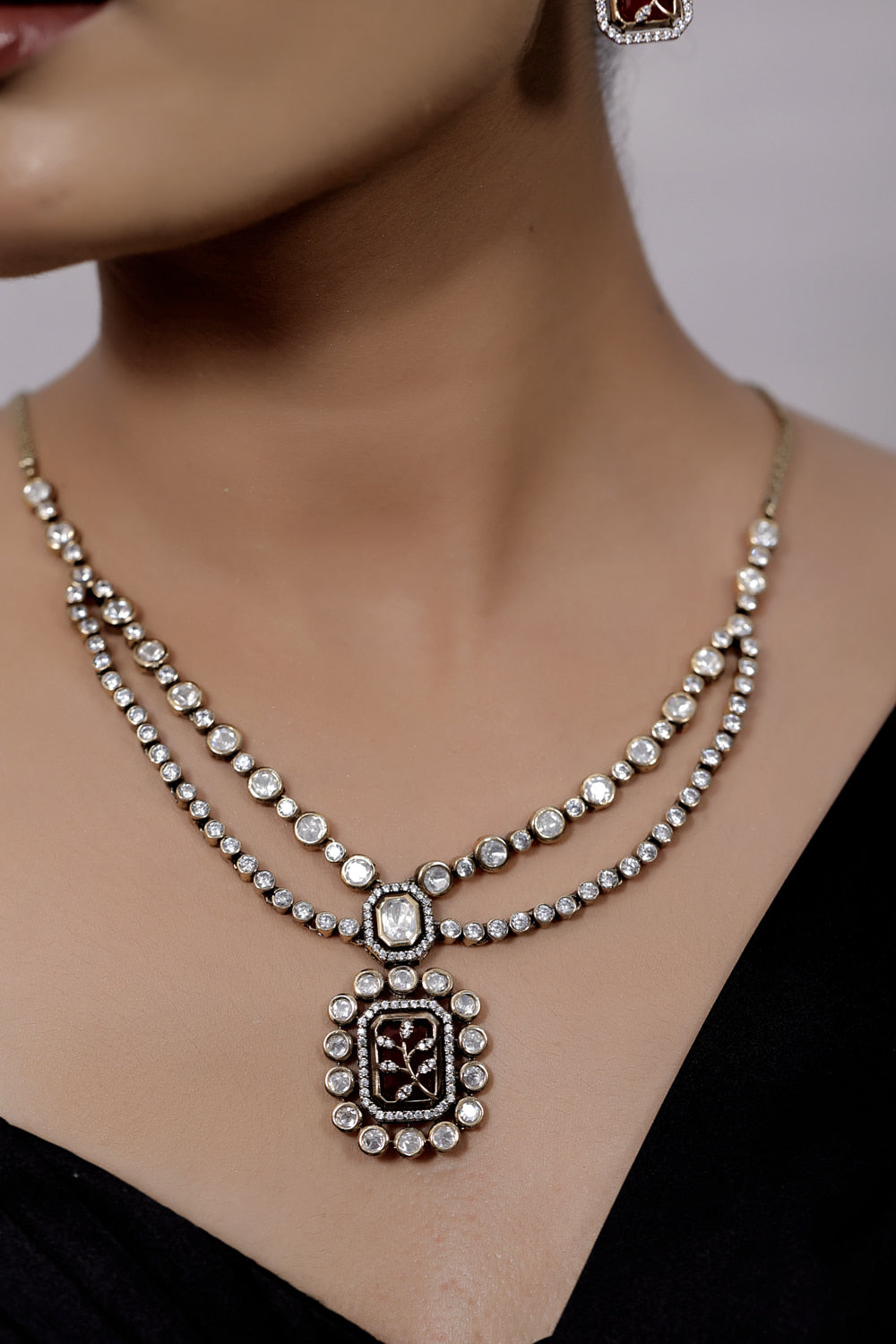 red multilayer kundan necklace