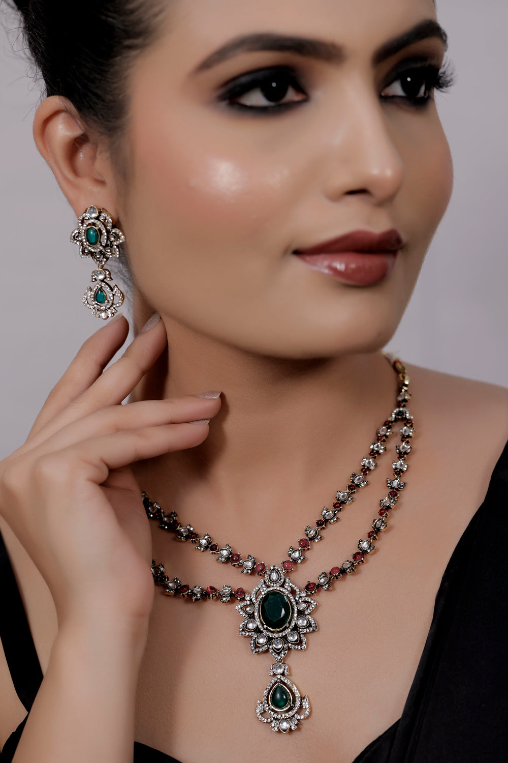 ruby kundan stone necklace