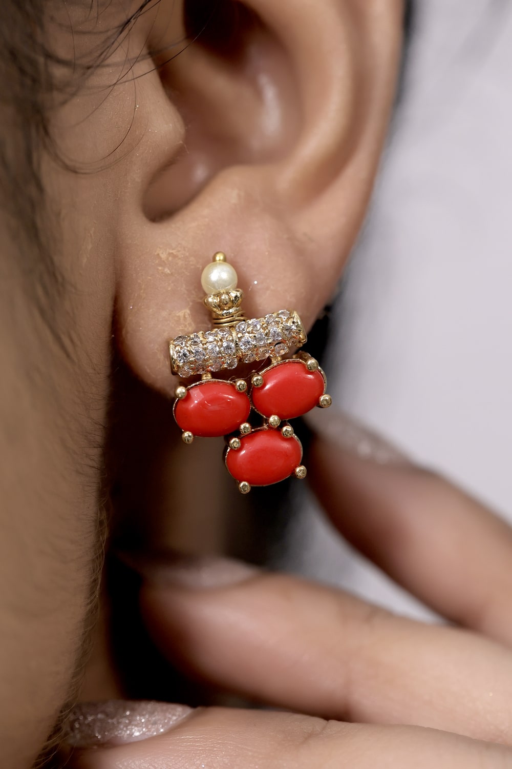 coral cz necklace