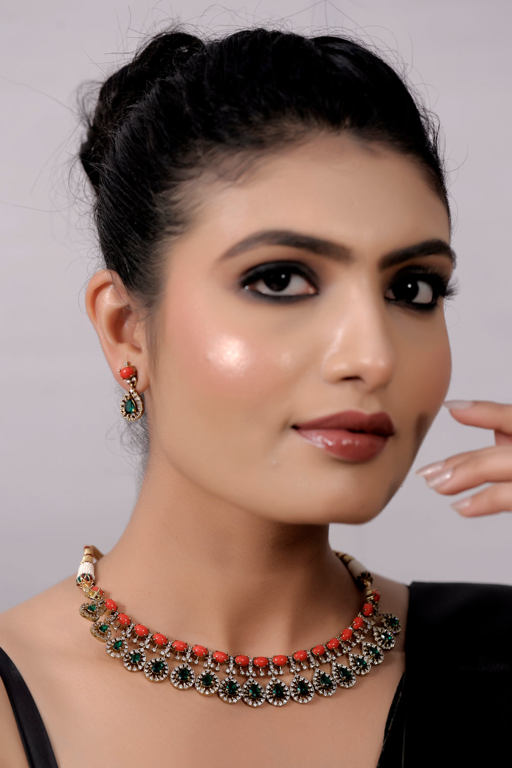 coral necklace set