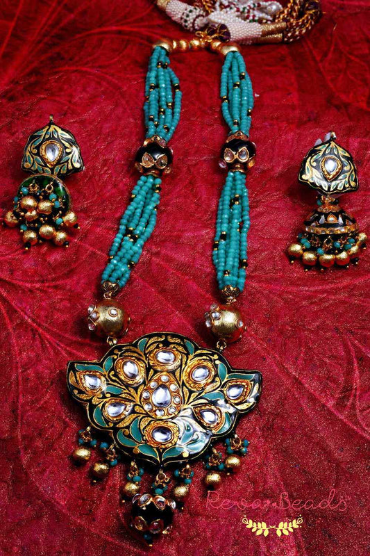 turquoise meenakari necklace