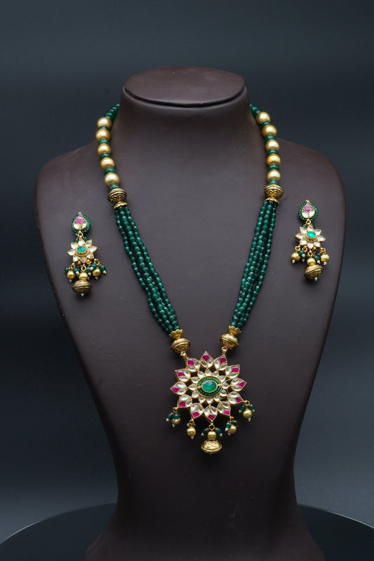 kundan long necklace set
