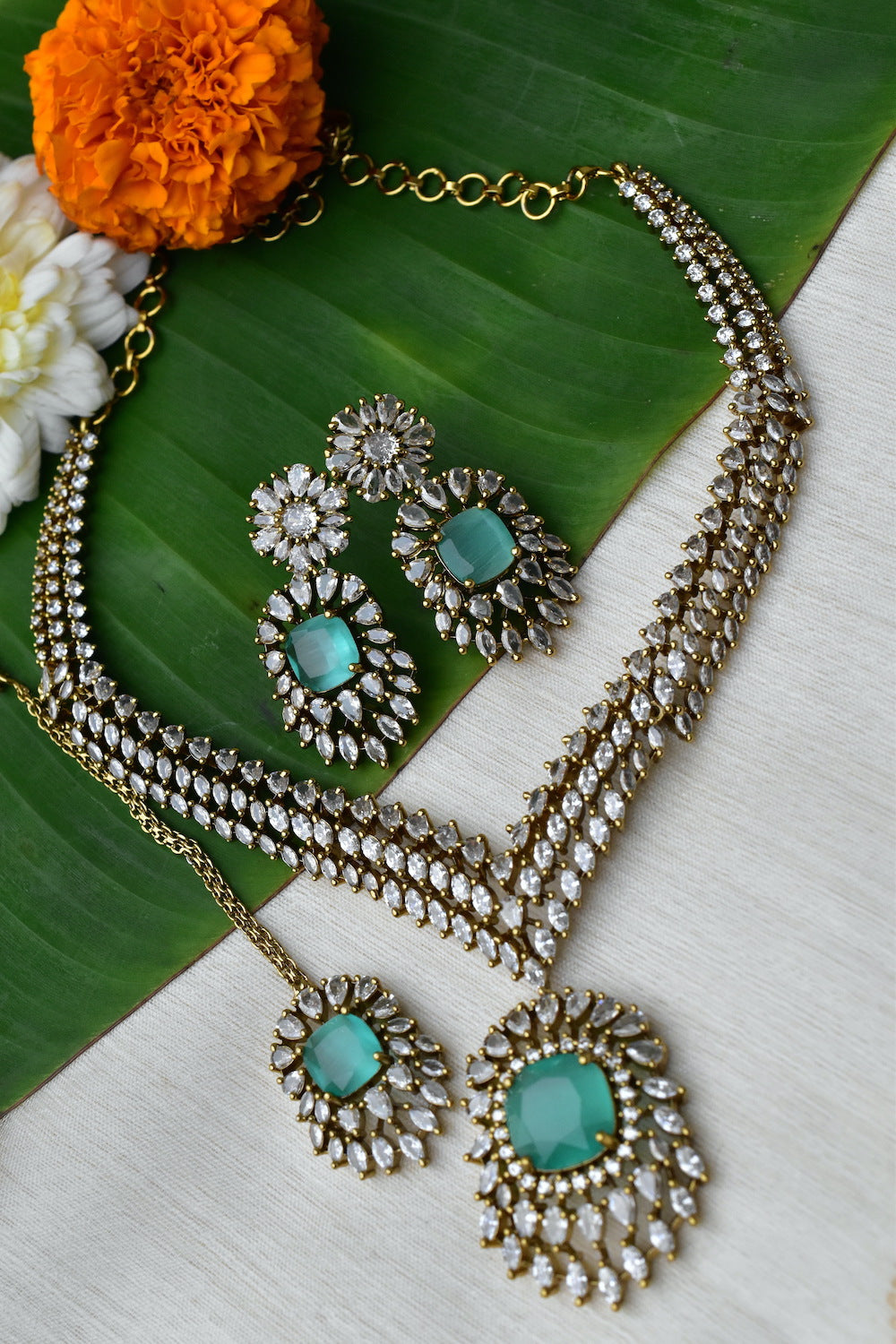mint cz choker antique polish