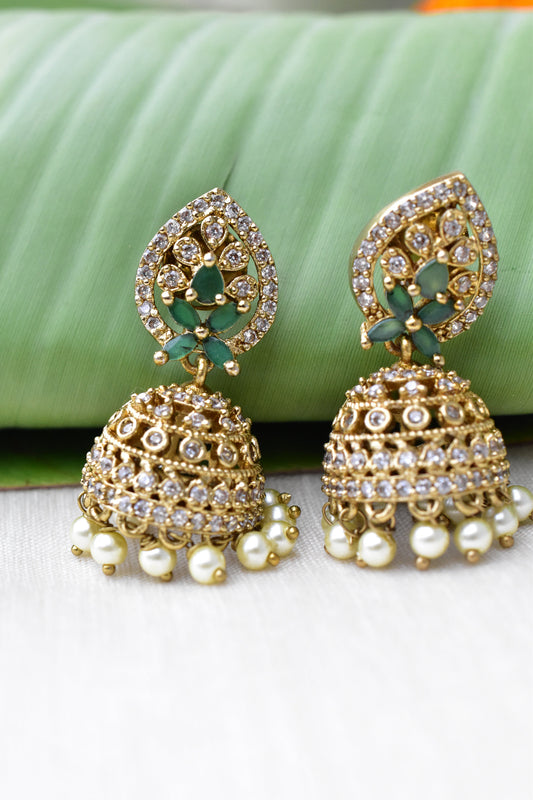 emerald gold delicate jhumka