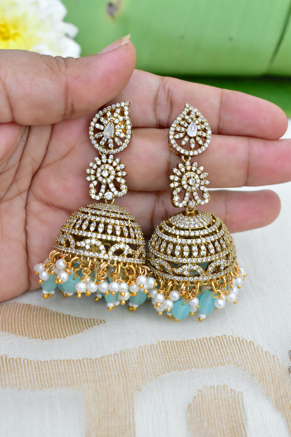 mehendi gold earrings