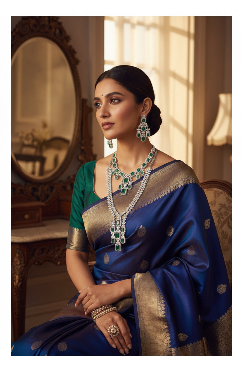 Ad silver polish delicate necklace earrings Set adspchnes250319