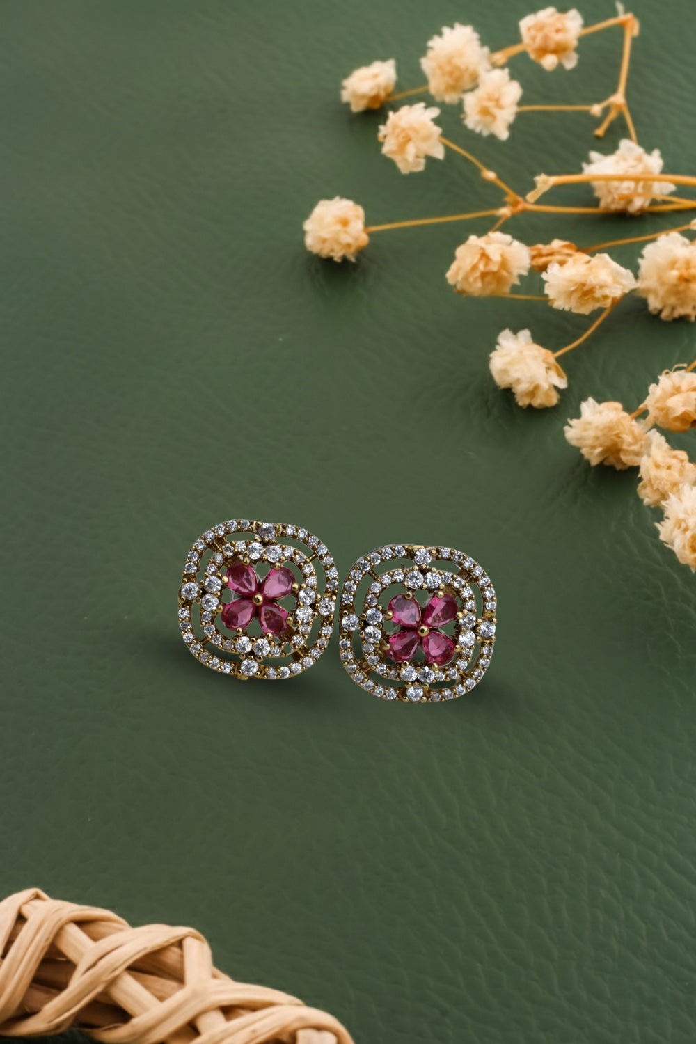 ruby cz studs