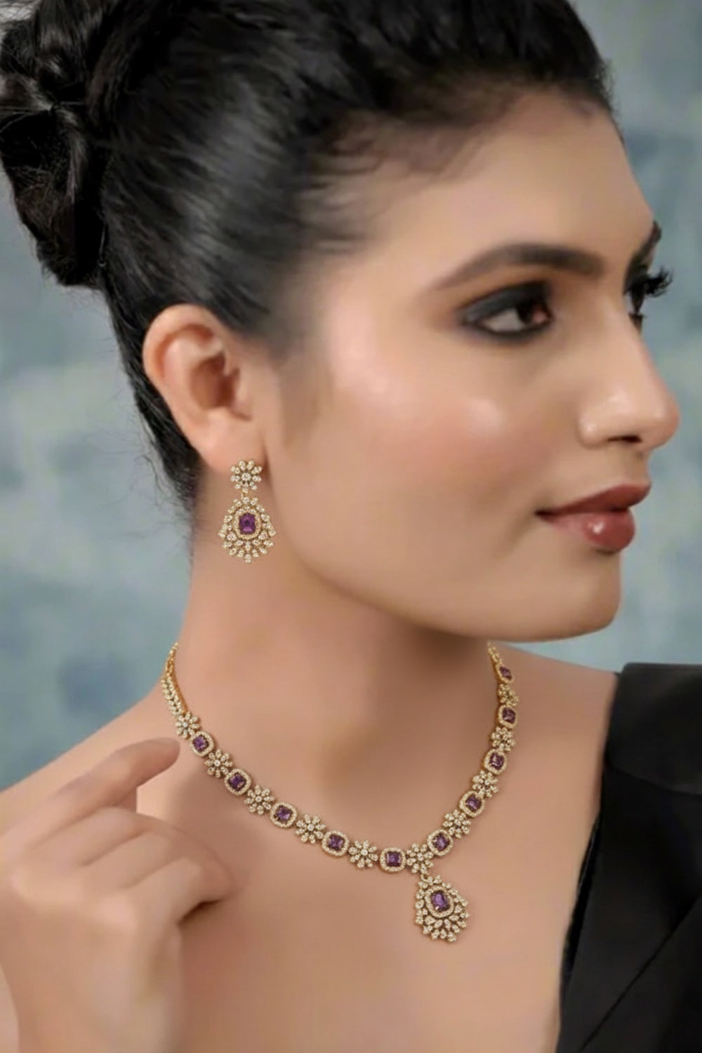 cz victorian necklace set