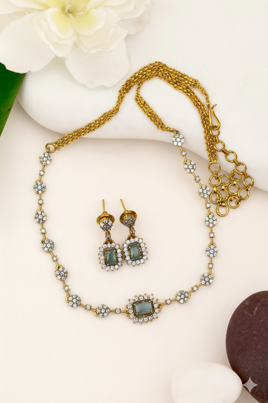 mint necklace earrings set