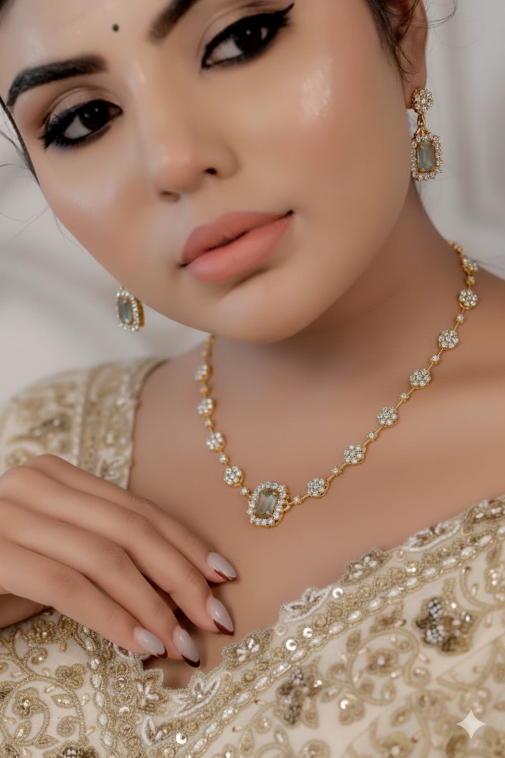 zircon necklace earrings