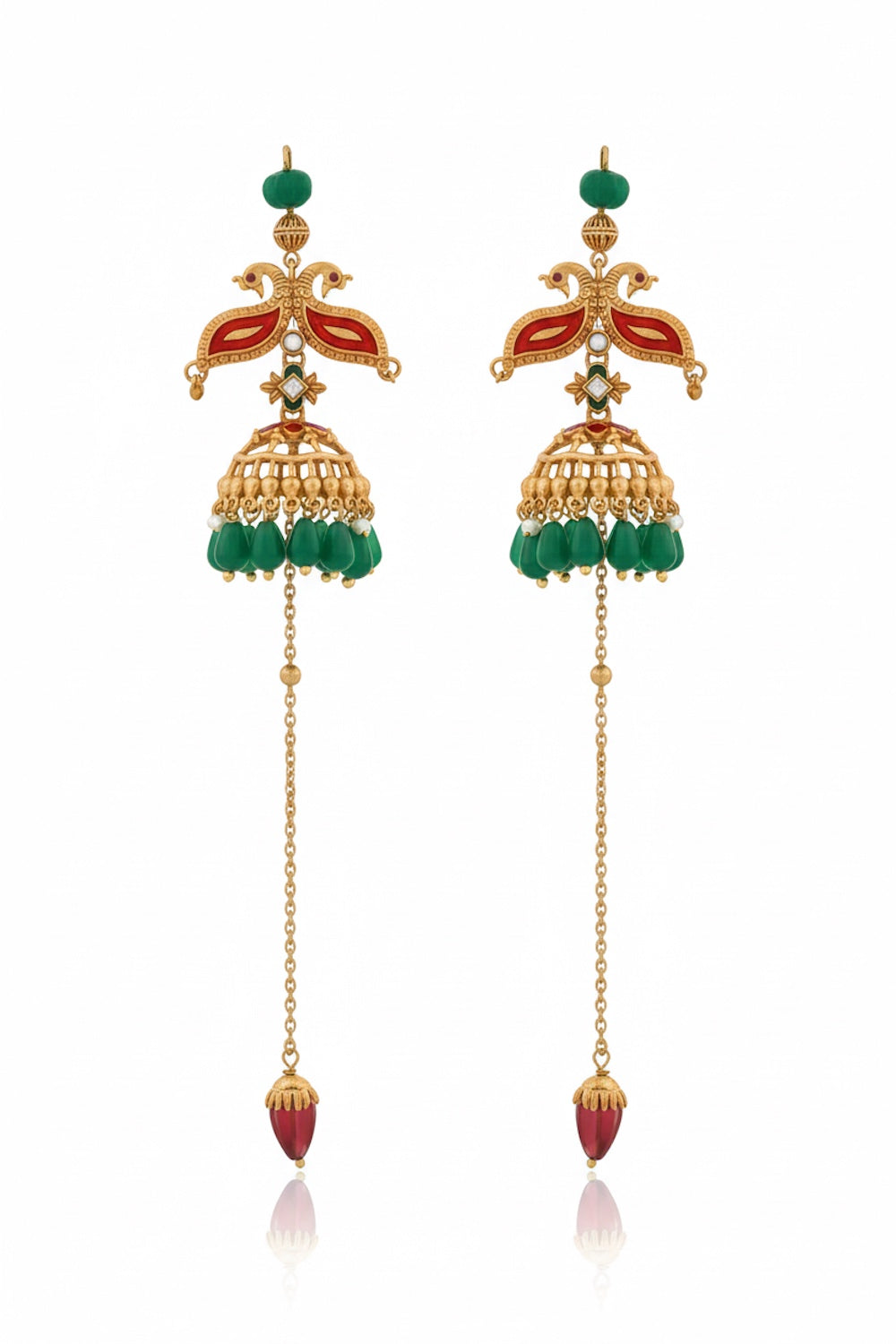 zirconia moissanite kundan meenakari drop earrings 250398