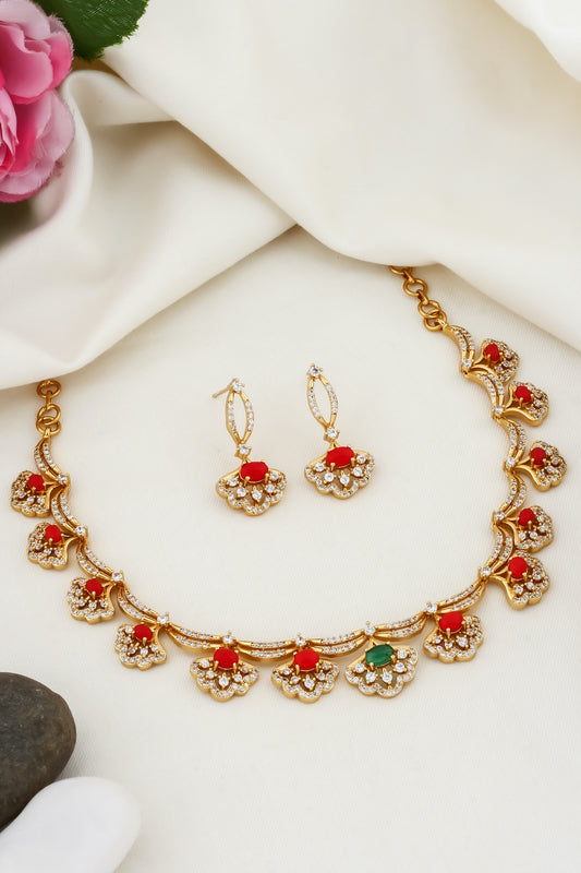 coral green gold cubic zirconia set
