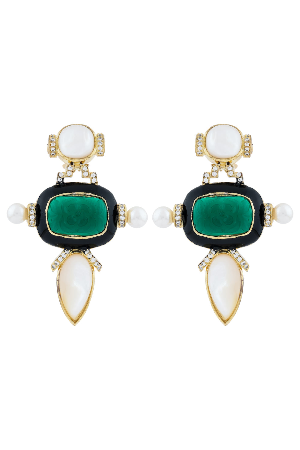 green doublet earrings