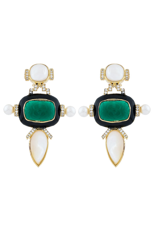 green doublet earrings