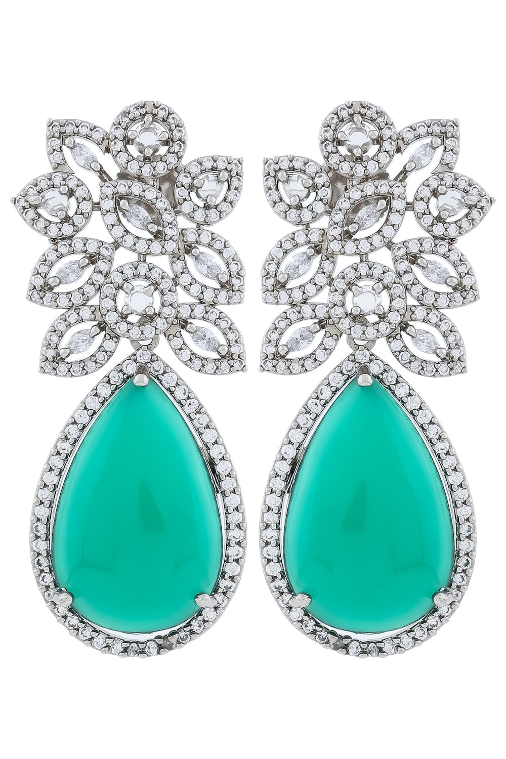 mint cz stone drop earrings