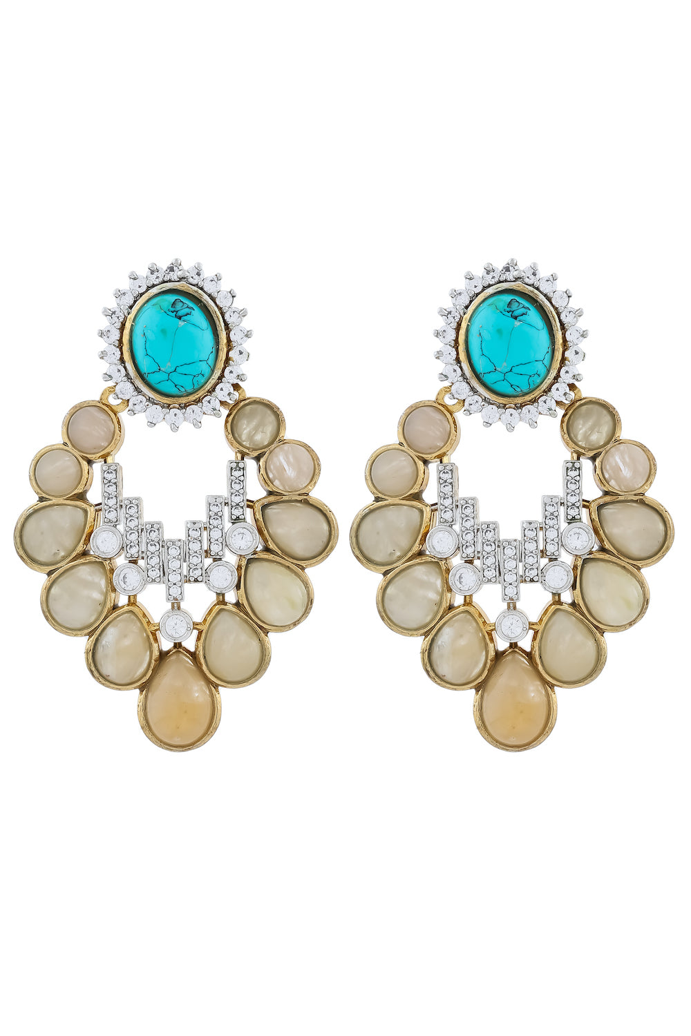 turquoise aventurine cz earrings